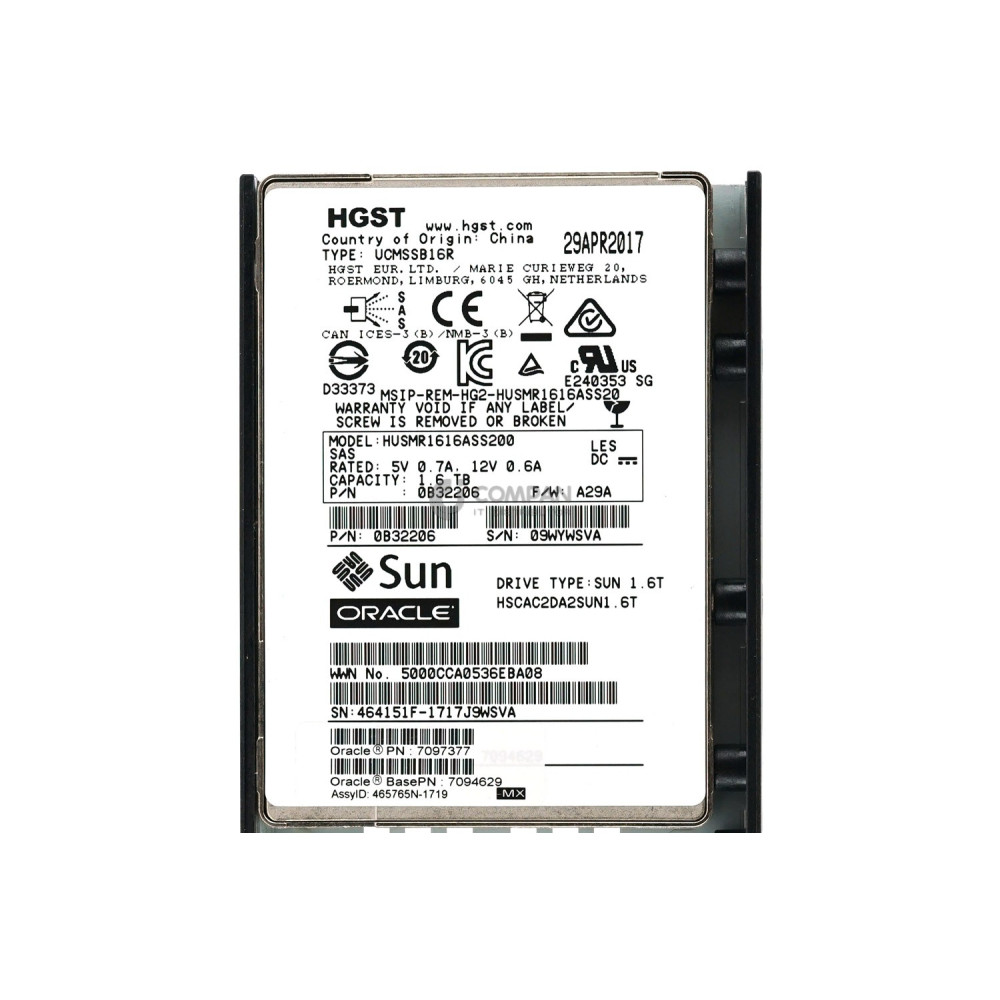 7097377 SUN ORACLE 1.6TB 2.5 SSD SAS